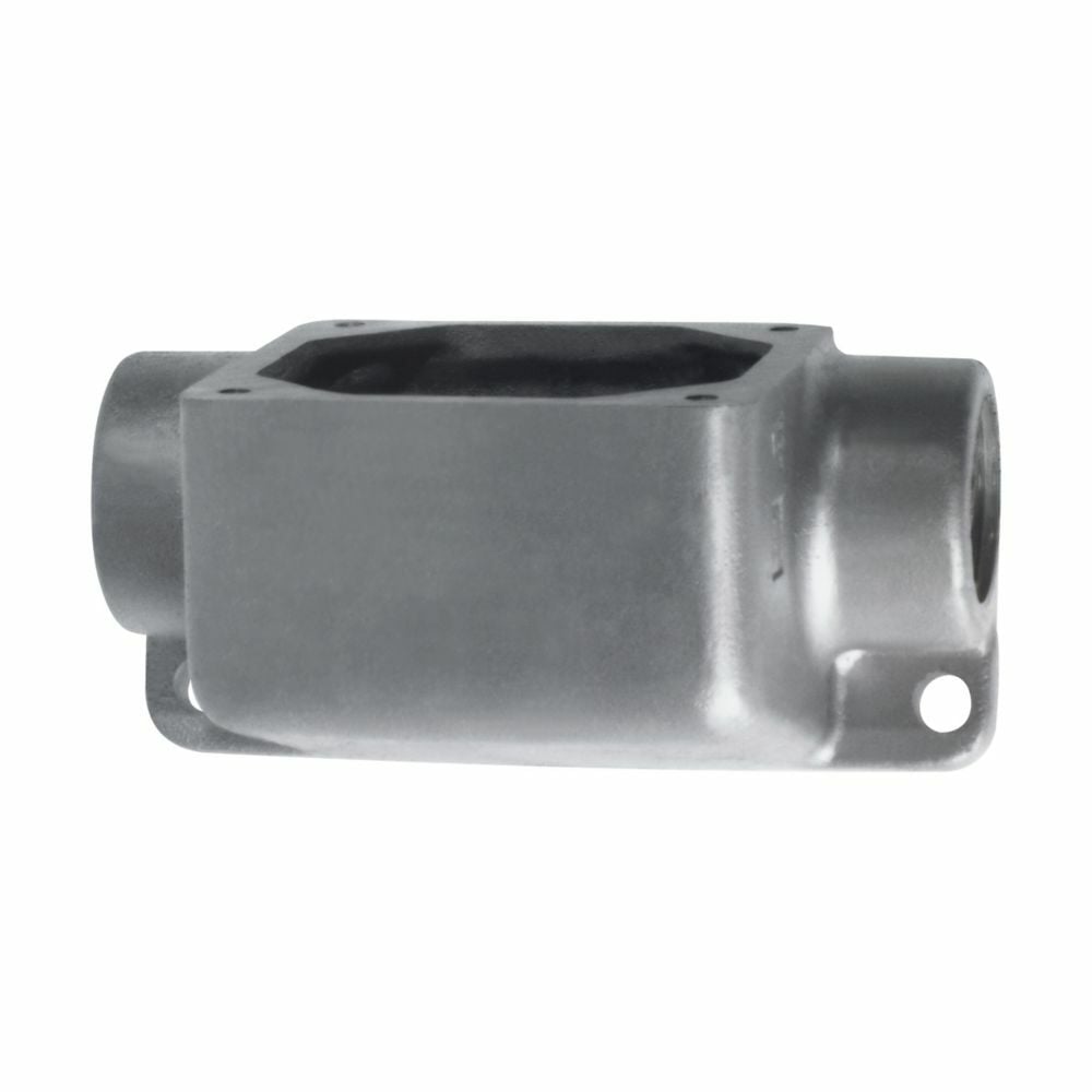 ARJ23 Flat Horizontal Feed Through Back Box, 2-3/4 in H x 3-3/8 in W x 3-5/8 in D, For Use With 20/30 A Receptacle/Motor Plugs, Cast Aluminum