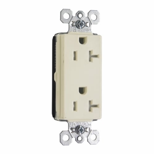 PTTR26362LA PlugTail 20 Amp 125V Spec-Grade Decorator Duplex Receptacle, Light Almond