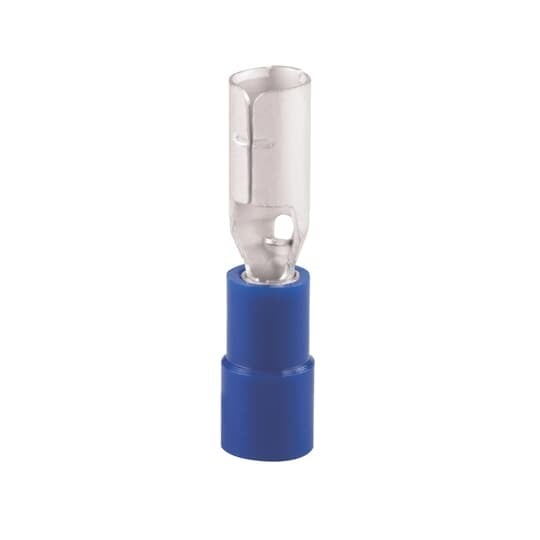 TVF14-4FB-L Catamount Insulated Bullet Disconnect With Copper Sleeve, 16 to 14 AWG, 0.153 in Dia Bullet, Brass, Blue