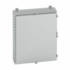 Eaton B-Line series wall mounted panel enclosure, 24" height, 8" length, 20" width, NEMA 4X, Hinged cover, 4XS enclosure, Wall mount, Medium single door, External mounting feet, 304 stainless steel, Seamless poured in-place gasket