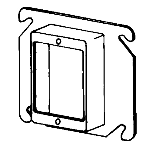 8466A Raised Square Box Cover, 4 in L x 4 in W x 1 in D, Steel