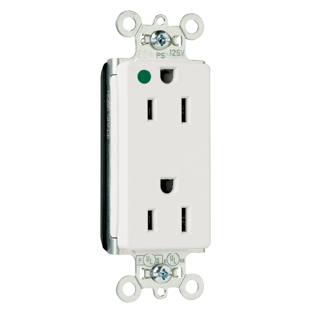 PT26262HGW PlugTail Decorator Receptacle, 15 Amp, 125V, White