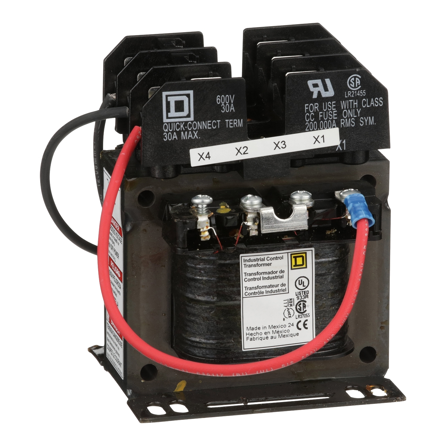 9070TF100D31 Type TF Control Transformer, 240/480 V Primary, 120/240 V Secondary, 100 VA Power Rating, 1 Phase