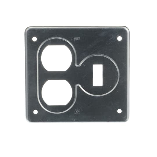 CIFS-69 Iberville FS Series Shallow Weatherproof Device Box Cover, 4-5/8 in L x 4-9/16 in W, Duplex Receptacle/Toggle Switch Cover, Stamped Aluminum
