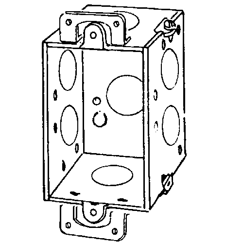 222 Square Corner Gangable Switch Box, Steel, 12.5 cu-in Capacity, 1 Gangs, 7 Knockouts