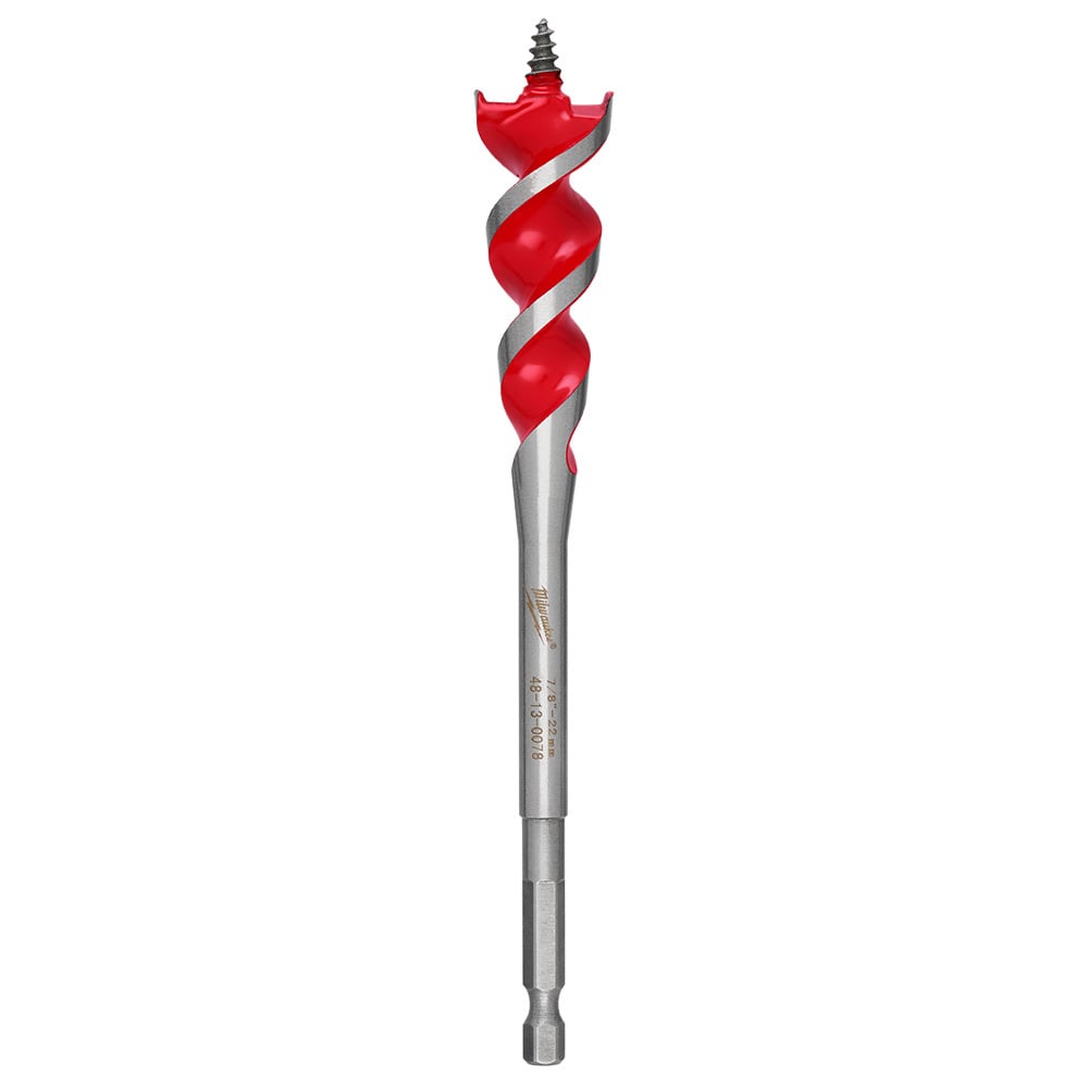 48-13-0078 Speed Feed Self-Feed Wood Bit, 7/8 in Dia, 6-1/2 in OAL, 3 in L Tapered Flute, 1/4 in Shank