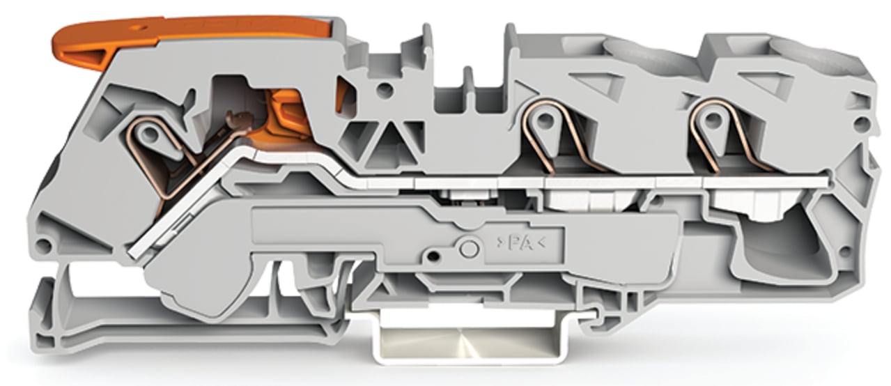 2116-1301 Push-In Conductor Terminal Block, 800 V, 76 A, 20 to 6 AWG Wire, 1 Poles, DIN Rail Mount