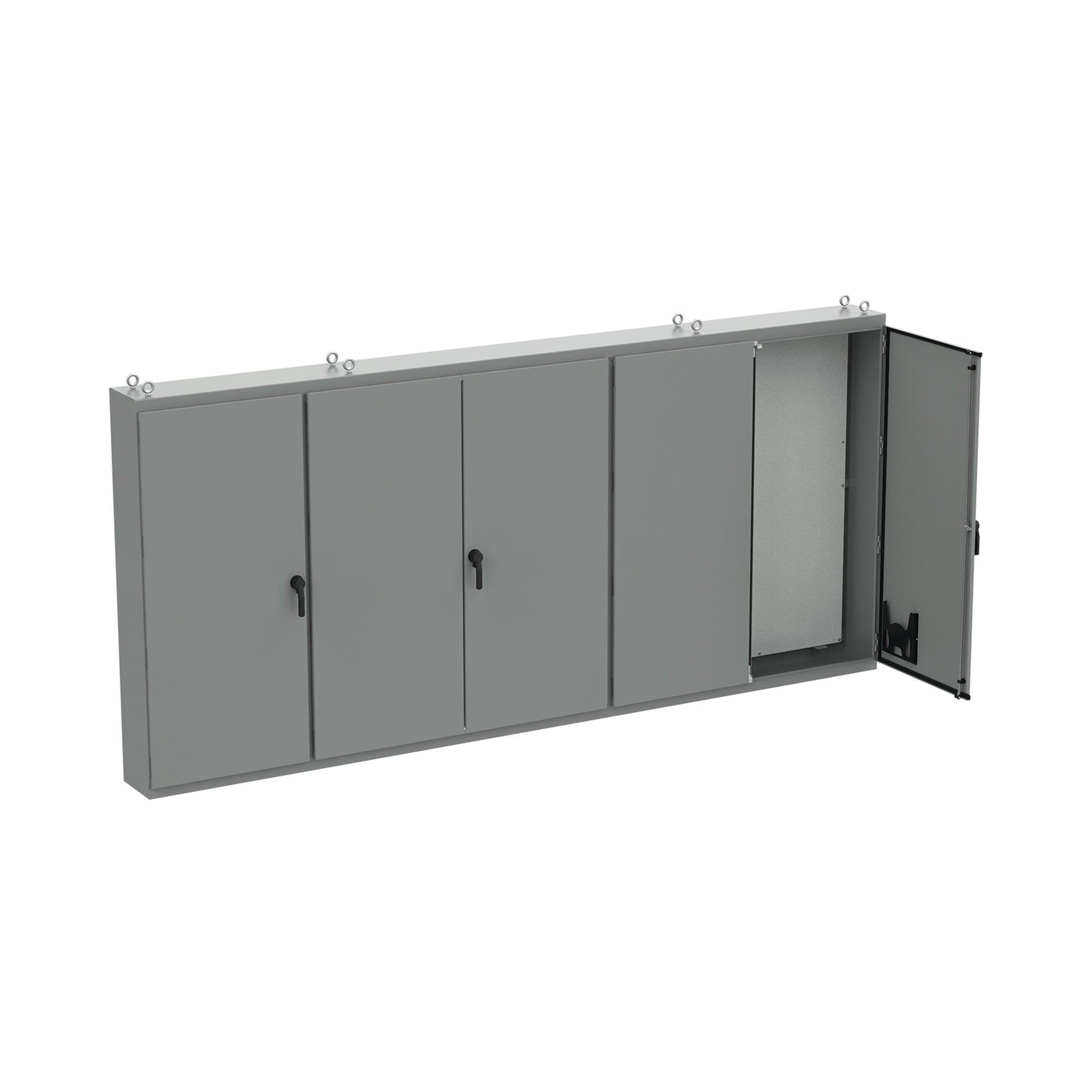 A86M5E20G A27 Multi-Door Enclosure, 86.12 in L x 187 in W x 20.12 in D, NEMA 12/IP55 NEMA Rating, Steel