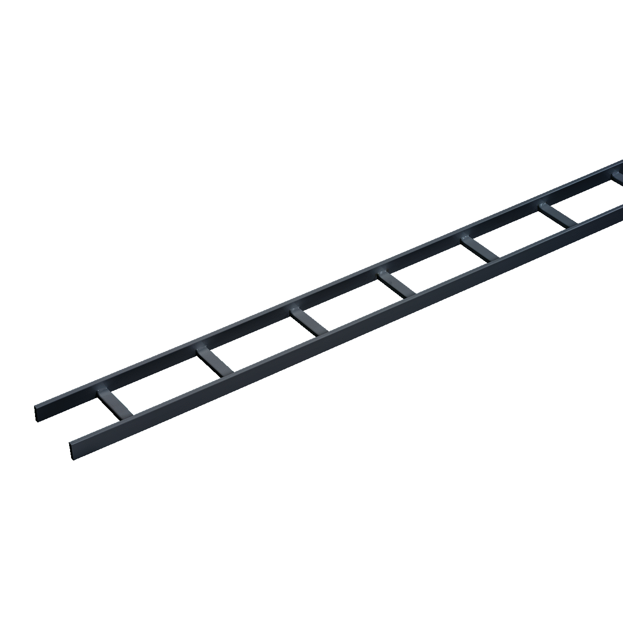 LSS24BLK Ladder Rack Straight Section, 10 ft L x 24 in W, 9 in Rung Spacing, Steel