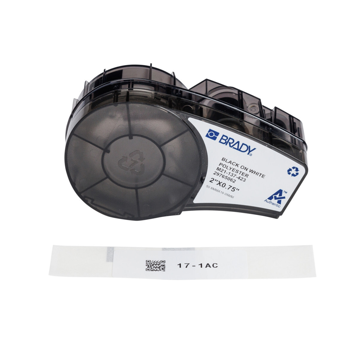 M21-137-423 Multi-Purpose Label, 2 in W, Black on White, Polyester