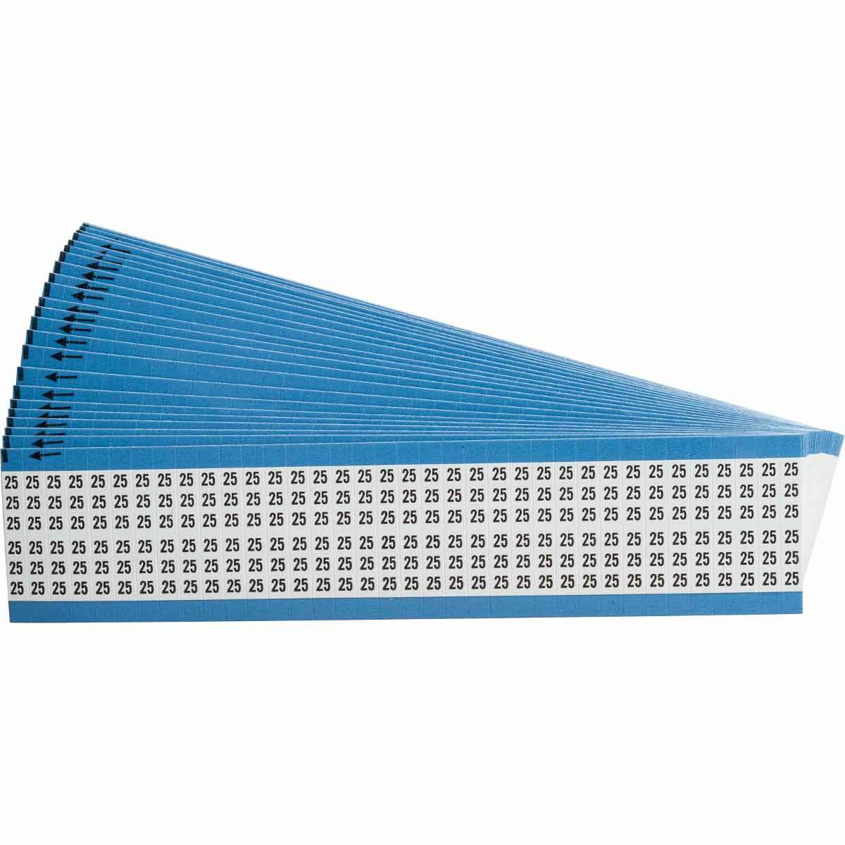 WM-25-PK WM Series Pre-Printed Solid Number Wire Marker Card, 1/4 in W, Black on White, B-500 Repositionable Vinyl Coated Fabric, 36 Markers per Card