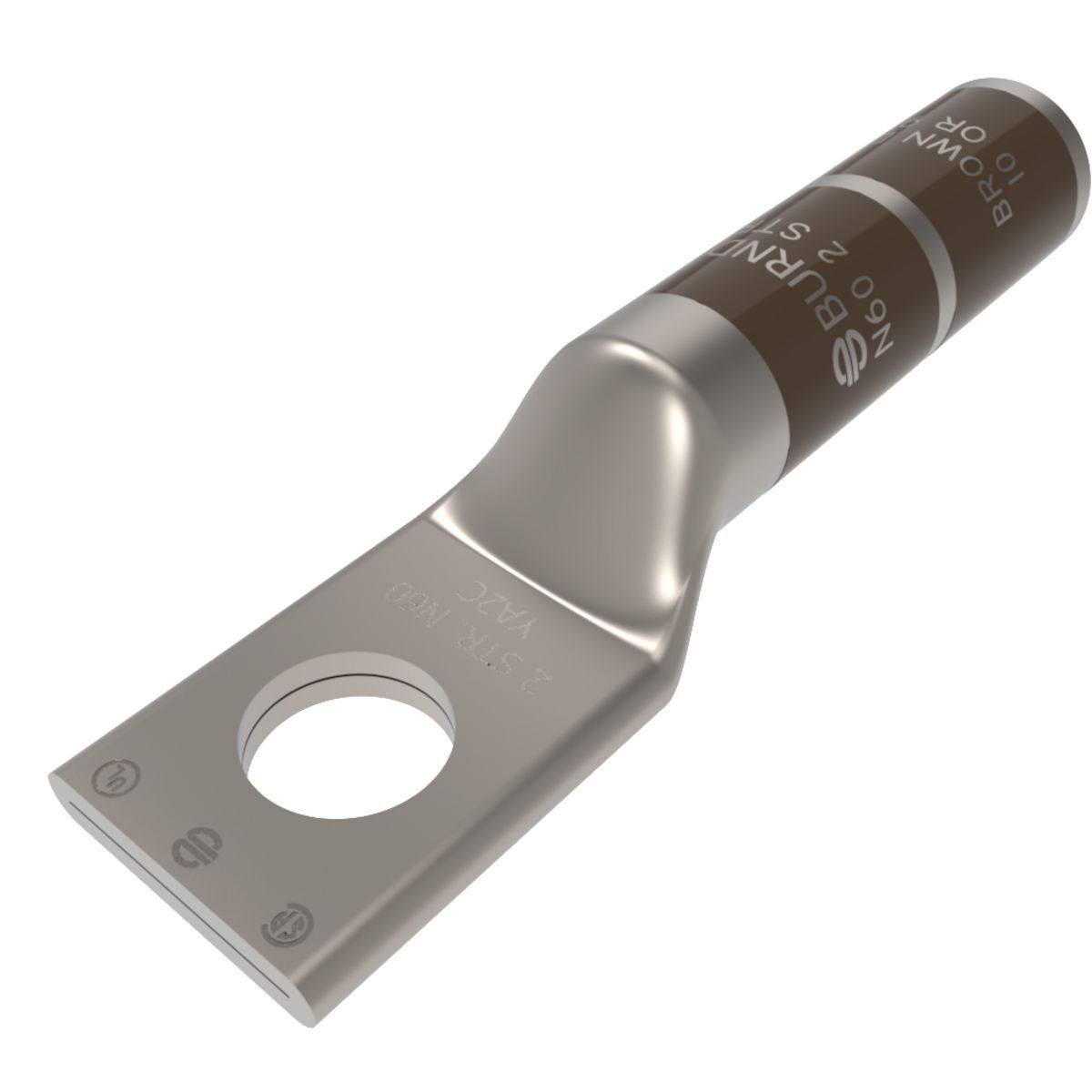 YA2CTC14 YA-TC 1-Hole Uninsulated Compression Lug, 2 AWG Stranded Copper Conductor, Die Code: 10, 1/4 in Stud, Tin Plated Copper
