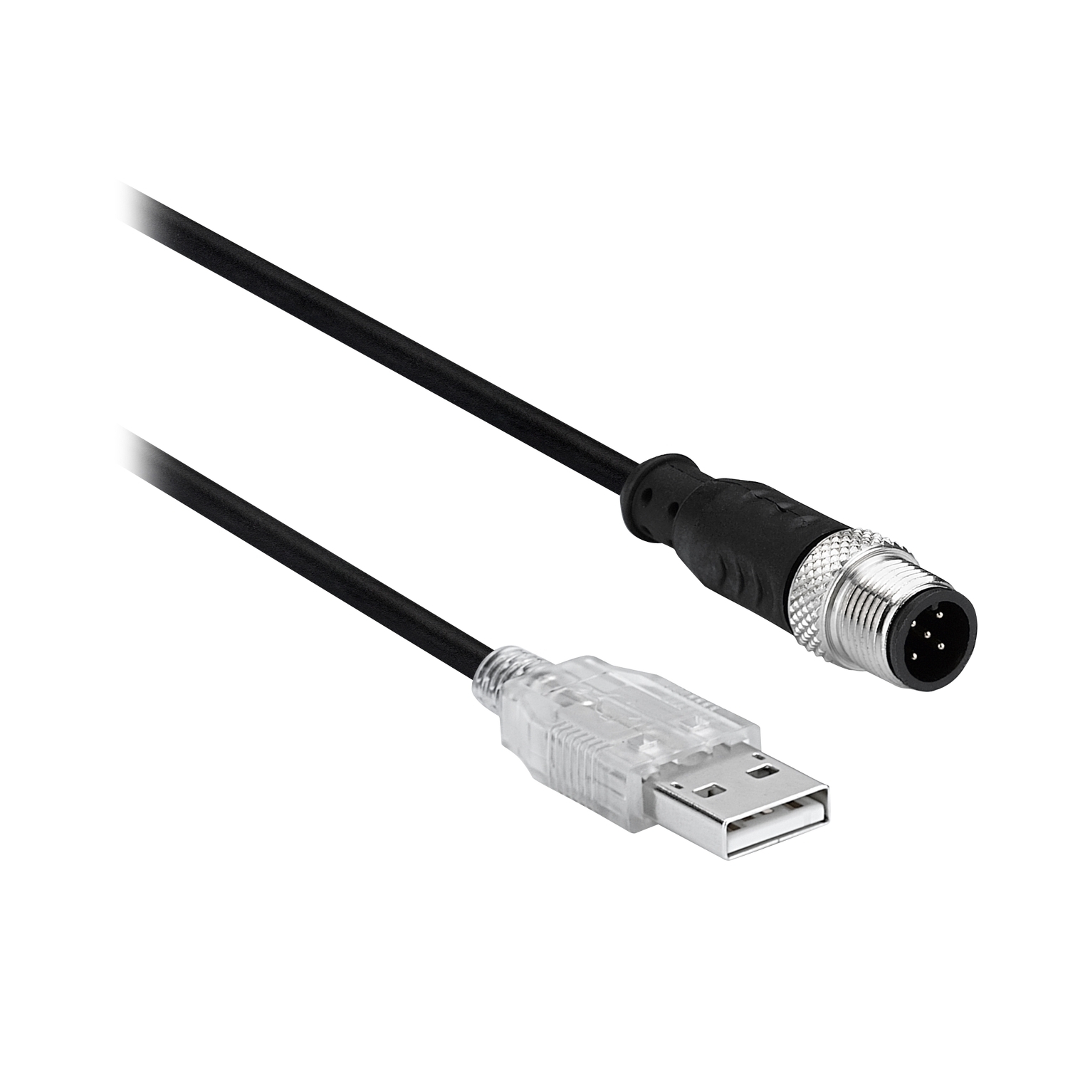 XZCRPC Screw-On Jumper Cable, 30 V DC, 5-Pin M12 Plug to 5-Pin M12 Jack End Connection, 6.56 ft L, PVC