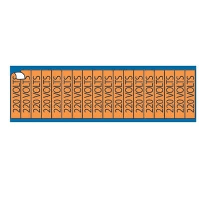 WAT-5045 E-Z Code Conduit and Voltage Marker Card, 1/2 in W x 2-1/4 in L, 120/208 VOLTS Legend, Black Legend, Orange Background, Vinyl