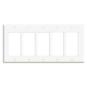 80423-T Decora Standard Size Wall Plate, 5 Gangs, 9.99 in W x 4.5 in H, Thermoset, Light Almond