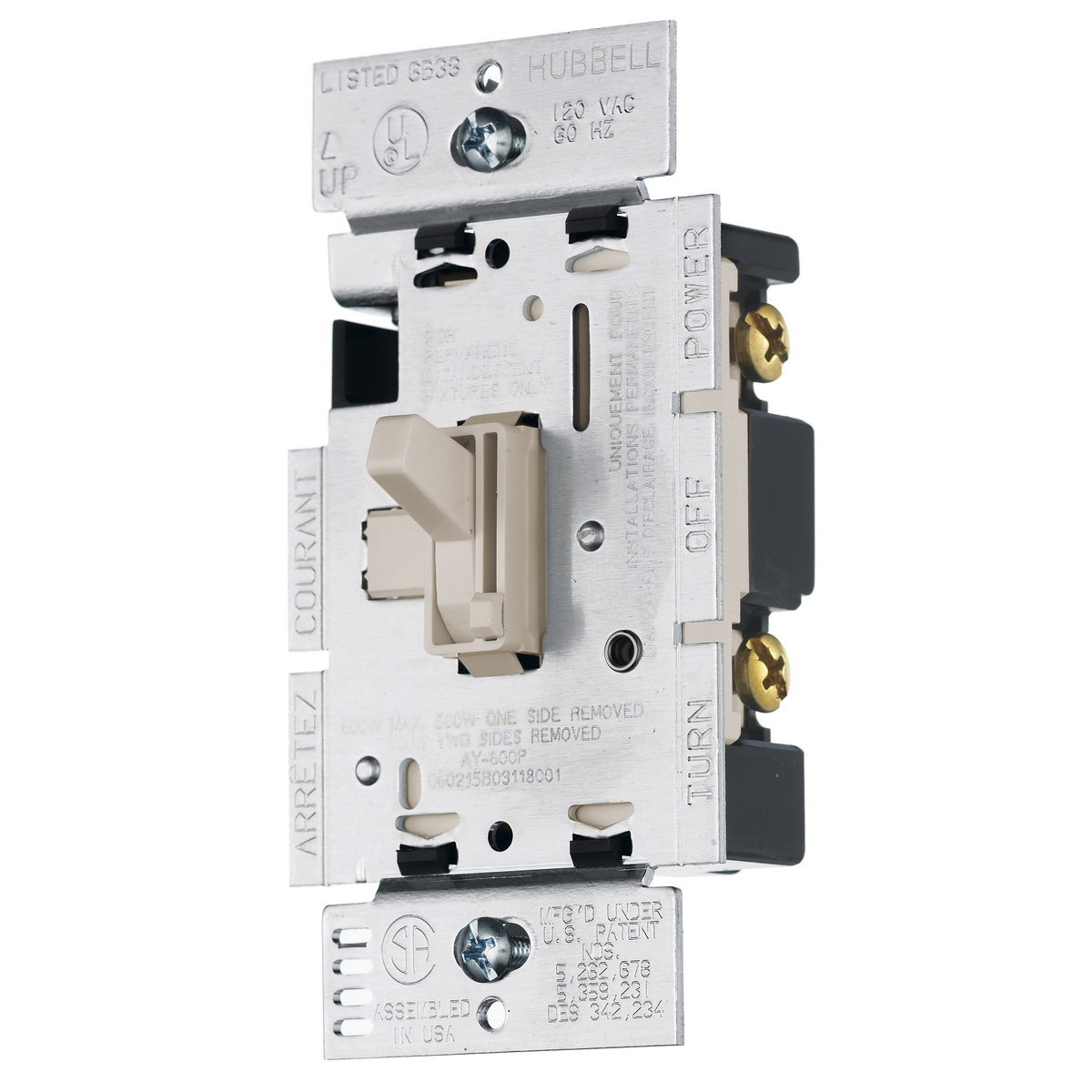 RAYFSQFLA RAYFSQF 1-Pole 3-Way Standard Fan Speed Control Switch, 120 V AC, 5 A, 3-Speed Toggle Operational Mode, Plastic, Light Almond