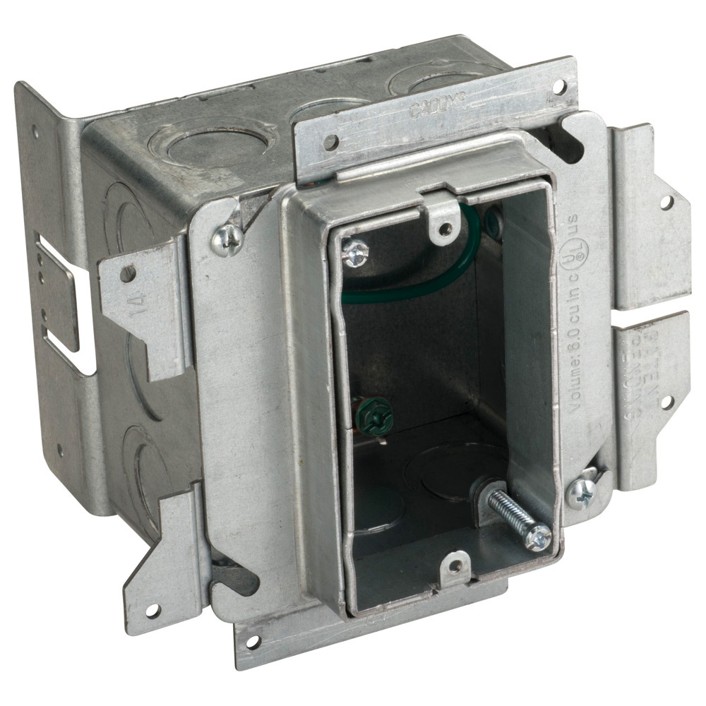 nVent CADDY All-in-One Stud-Mounted With Adjustable Mud Ring, 1 Gang, 3/4"1 1/2" Drywall, 3 5/8"
