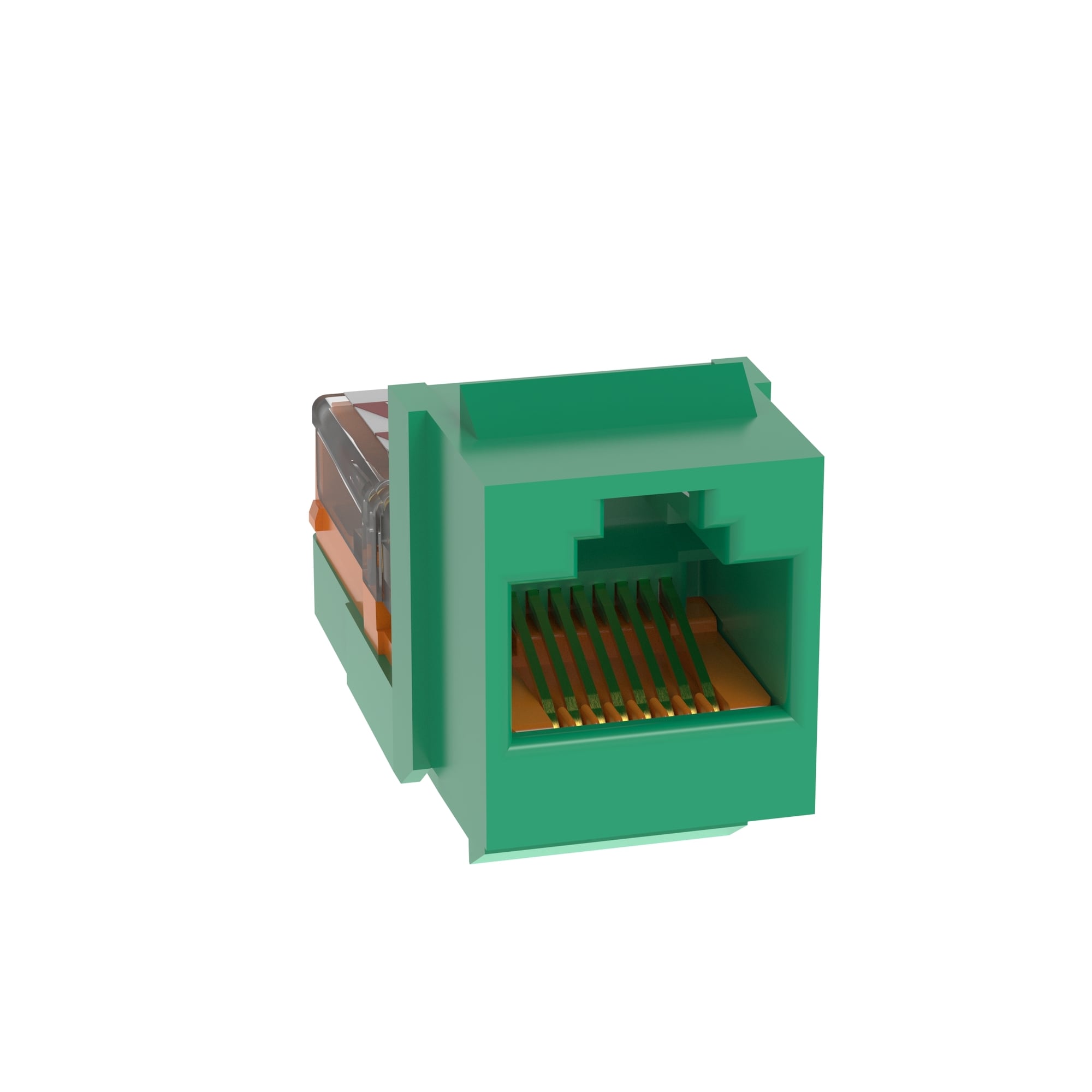 NK5E88MGRY NetKey 8-Position 8-Wire Lead Frame Universal Unshielded Keystone Jack Module, Cat 5e/Keystone Module, Surface Mount, 1 Port, ABS/Polycarbonate, Green