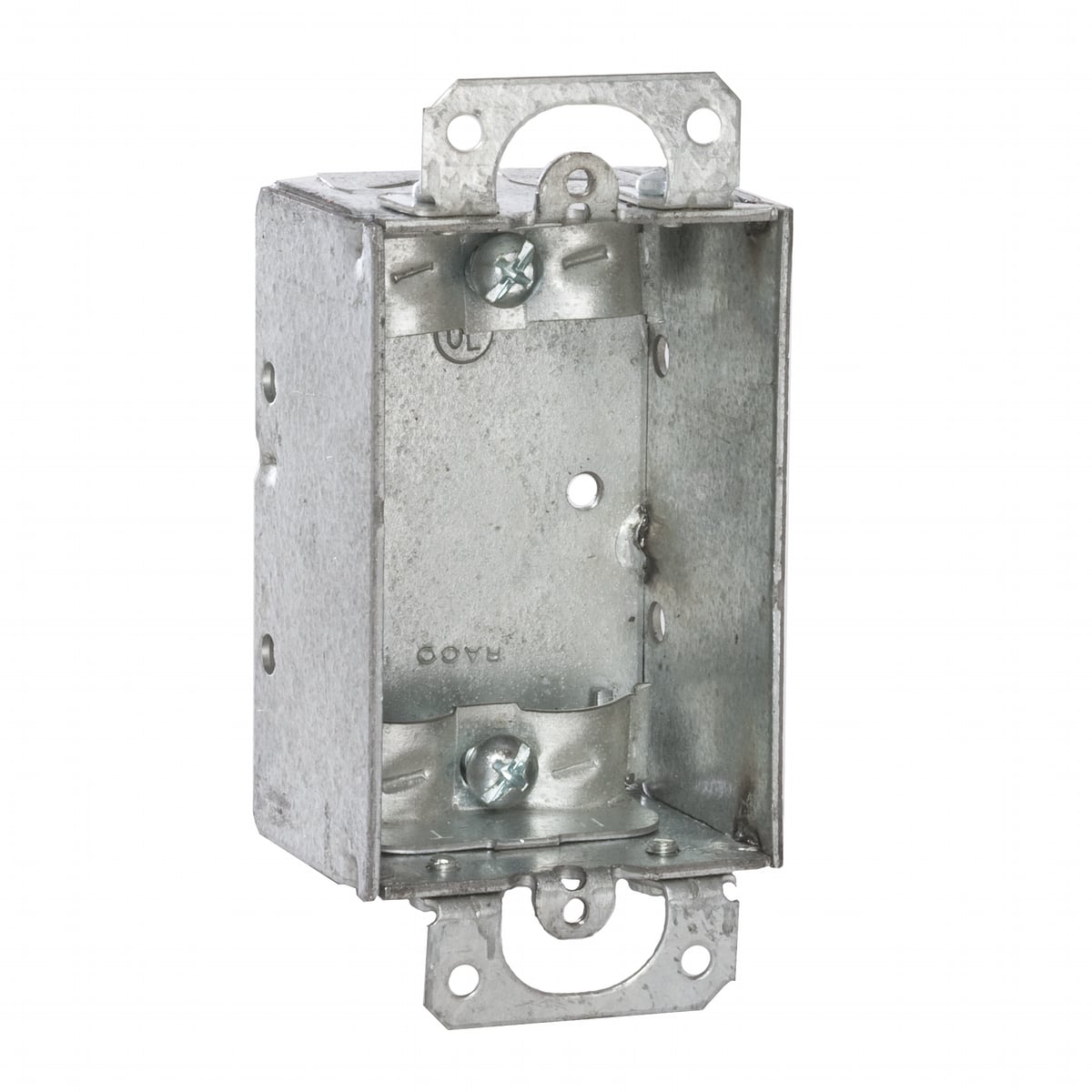 410 Gangable Switch Box, Steel, 7.5 cu-in Capacity, 1 Gangs, 1 Outlets, 4 Knockouts, 2 in H x 4.22 in W x 1.5 in D