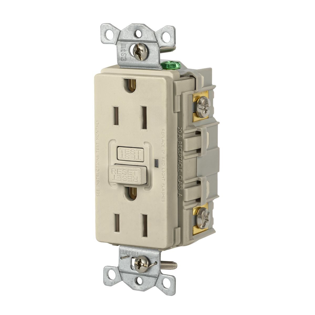 GFR15I Wiring Device GFCI Receptacle, 125 V AC, 15 A, Ivory