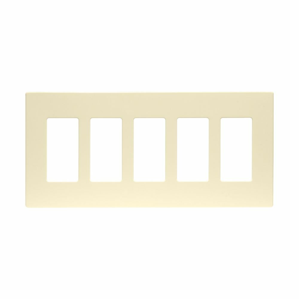 Eaton Screwless wallplate, Screwless, Almond, Decorator Cutout, Polycarbonate, Five- gang, Mid-size