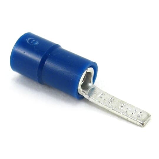 TV14-10BL-L Catamount Insulated Blade Terminal, 16 to 14 AWG Copper Conductor, 0.394 in L Blade, Copper, Blue