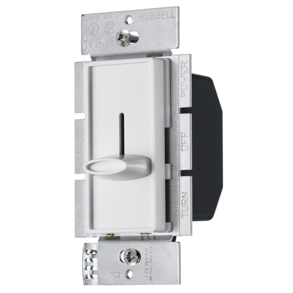 RSFSQFW RSFSQF 1-Pole Standard Fan Speed Control, 120 V AC, 1.5 A, 3-Speed Slider/Variable Operational Mode, Plastic, White