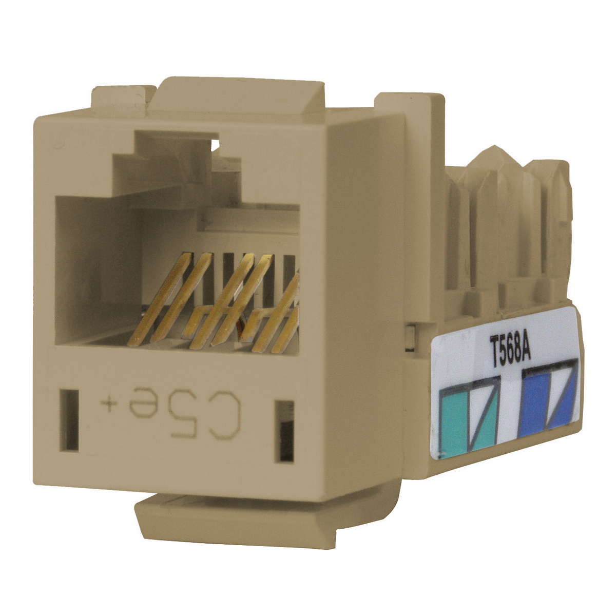 HXJ5EEI25 8-Position Standard Universal A/B Jack, Cat 5e Module, Snap-Fit Mount, Electric Ivory
