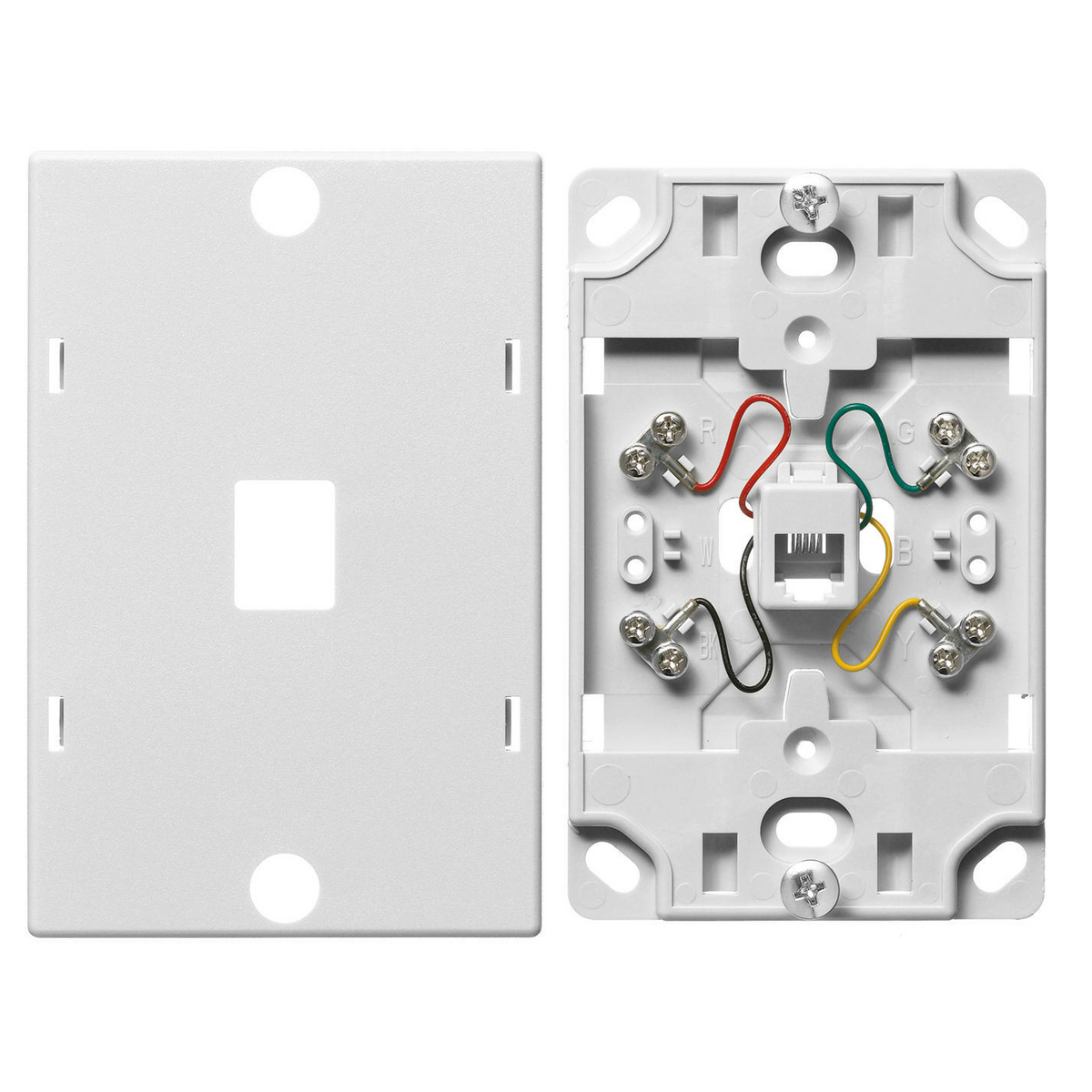 NS722W 6-Position 4-Conductor Standard Telephone Wallplate, Screw Connector, Screw Termination, Screw Mount, White
