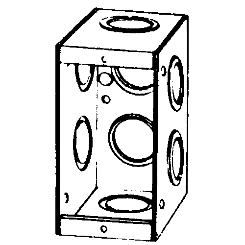 M1-250 M1 Series Non-Gangable Welded Masonry Box, Steel, 15.5 cu-in, 1 Gangs, 8 Outlets, 8 Knockouts