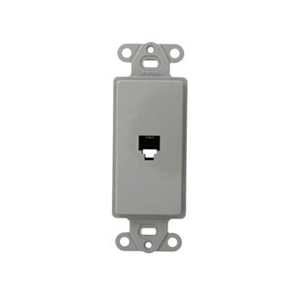 40649-GY Decora Telephone Insert, RJ14 Connector, 1 Ports, 1 Gangs, Snap-Fit Mount, Gray