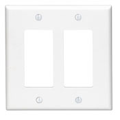 80609-W Decora Midway Size Wall Plate, 2 Gangs, 4.94 in W x 4.88 in H, Thermoset, White