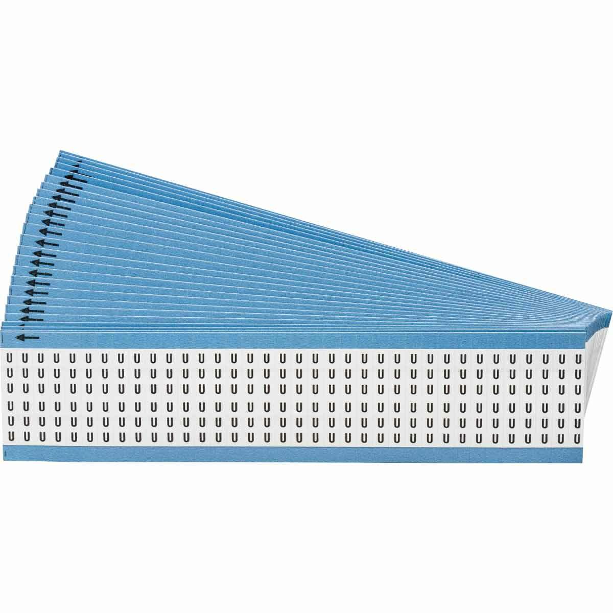 WM-U-PK WM Series Die-Cut Pre-Printed Solid Letter/Number Wire Marker Card, 1/4 in W, Black on White, B-500 Repositionable Vinyl Coated Fabric, 36 Markers per Card