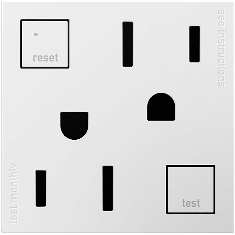 AGFTR2152W4 Adorne Tamper-Resistant GFCI Outlet, 125 V, 15 A, 2 Poles, White