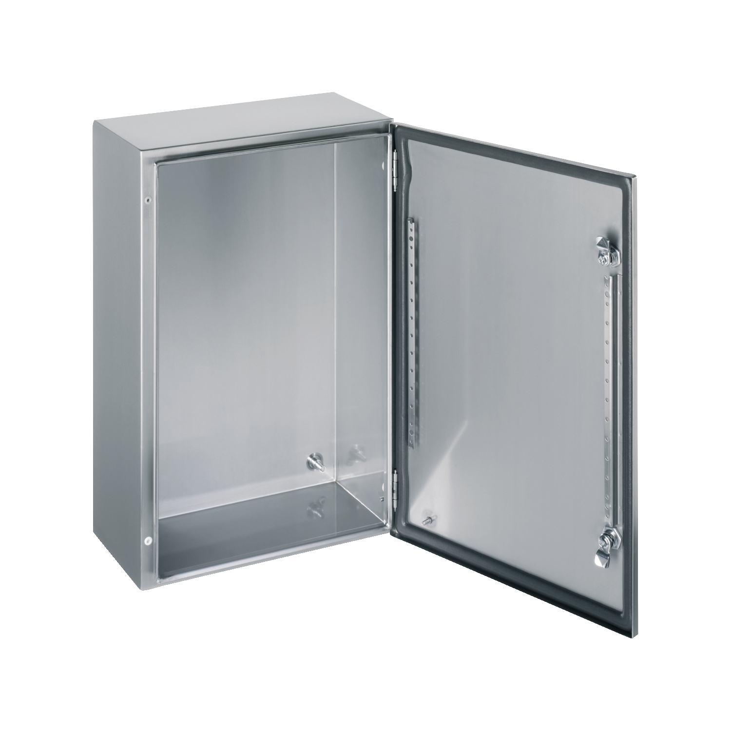 NSYS3X3315H Without Mounting Plate, 11.81 in w x 5.91 in d x 11.81 in h, Lock zamak/Hinge stainless steel/Body and door stainless steel 316L
