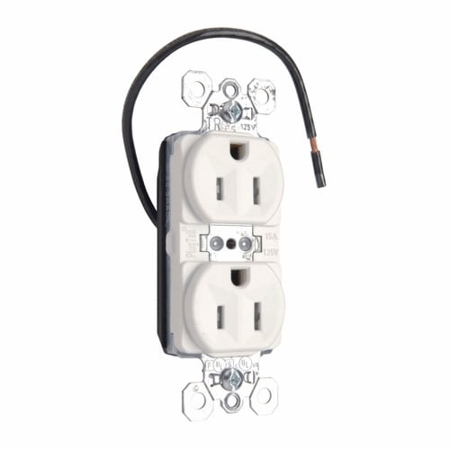 PTTR5262SCW PlugTail Split Circuit Spec Grade Receptacle, 15 Amp, 125V, White