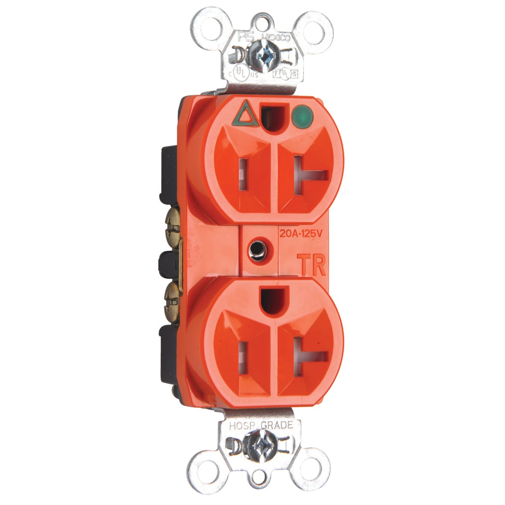 TRIG8300  Isolated Ground Receptacle, Back and Side Wire, 20 Amp, 125V, Orange