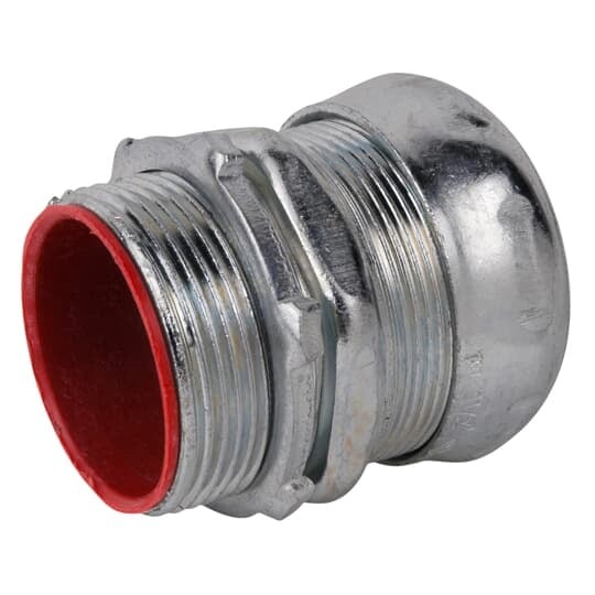 TC715A Steel City Insulated Compression Connector, 1-1/2 in Trade, For Use With EMT Conduit, Steel, Zinc Plated