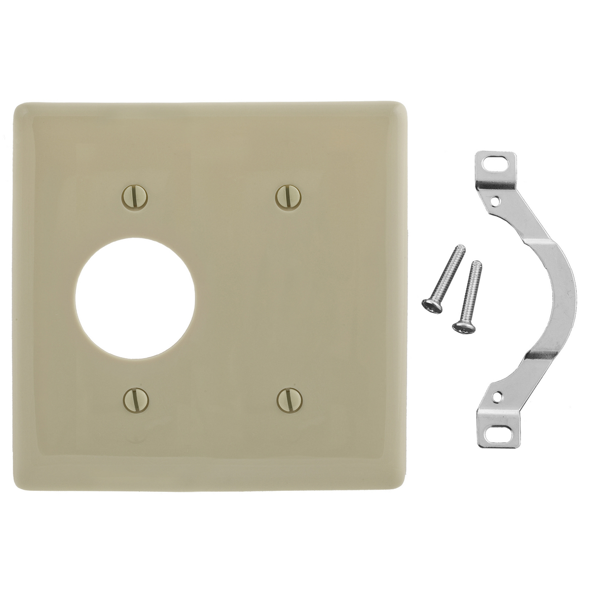 NP147I Standard Combination Wall Plate and Box Cover, 2 Gangs, 4.68 in W x 4.63 in H, Nylon, Ivory