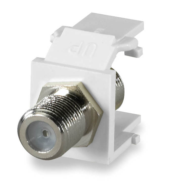 CMK-F3-WH Type F Connector Module, Flush Mount, 75 Ohm Coaxial Transmission Media, For Use With Panels, Faceplates and Surface Mount Box, High Impact Thermoplastic, White
