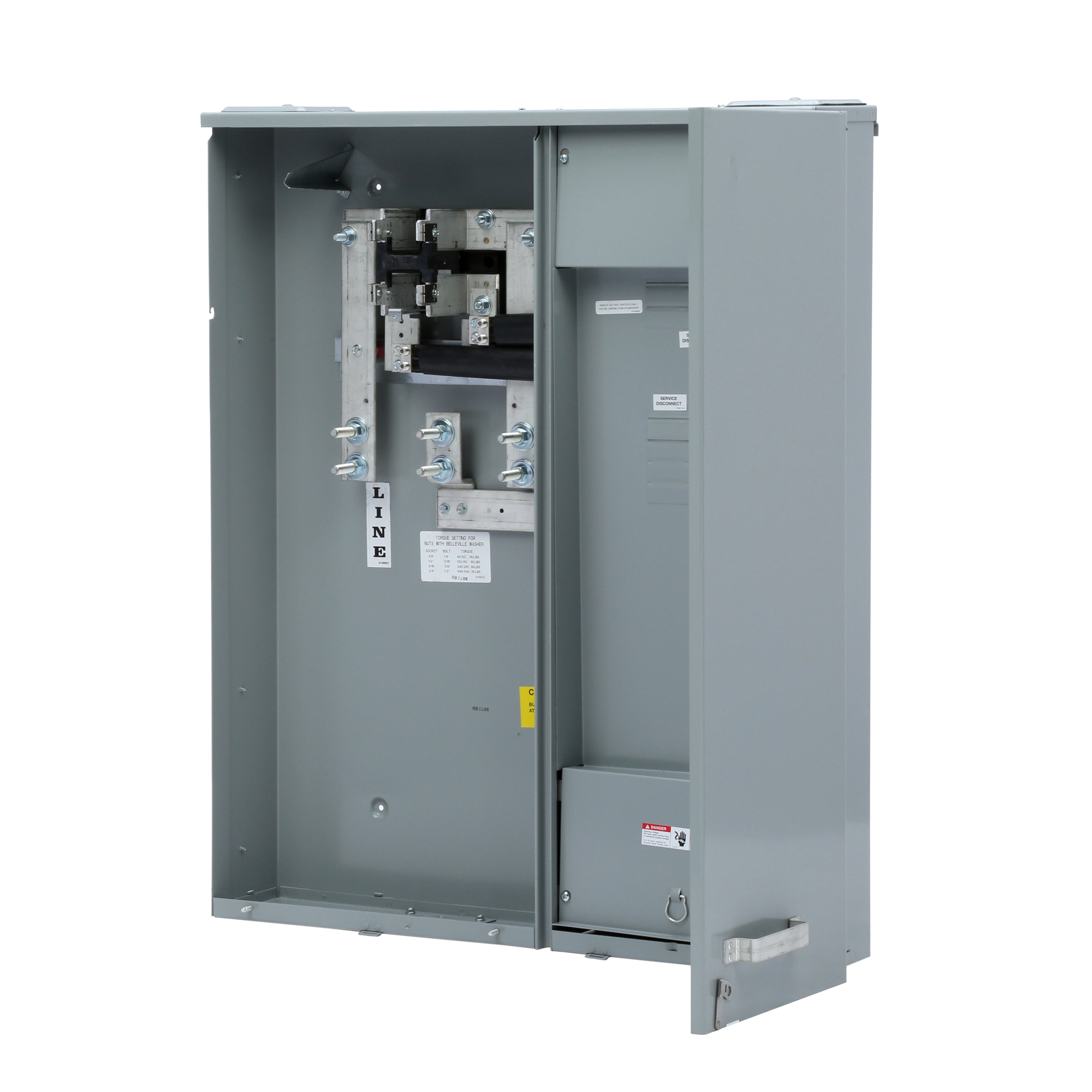 MC0816B1400SC Meter Load Center Combination, 8 Spaces, 16 Circuits, 400 Amp, 4 Jaw, OH, UG, Ringed, Surface