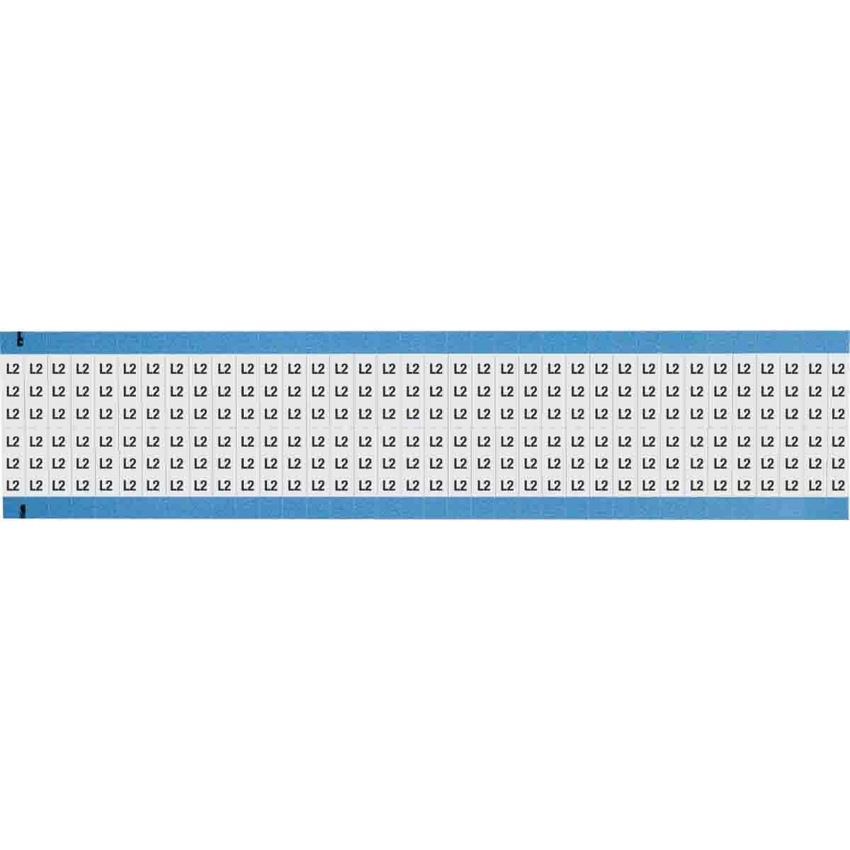 WM-L2-SC-PK WM Series Die-Cut Pre-Printed Solid Letter/Number Wire Marker Card, 3/4 in L x 1/4 in W, Black on White, B-500 Repositionable Vinyl Coated Fabric, 72 Markers per Card