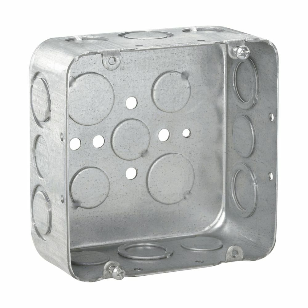 TP563 TP Drawn Outlet Box, Steel, 42 cu-in Capacity, (17) Knockouts, 4-11/16 in H x 4-11/16 in W x 2-1/8 in D
