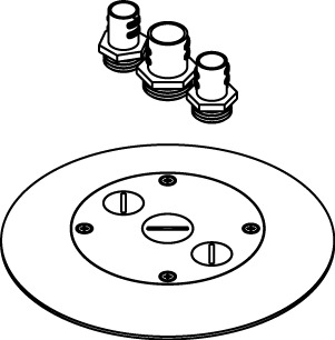RC7CFFTCBK Multi-Service Poke Through Finish Flange and Conduit Adapter Assembly, 3-1/16 in Dia, Aluminum