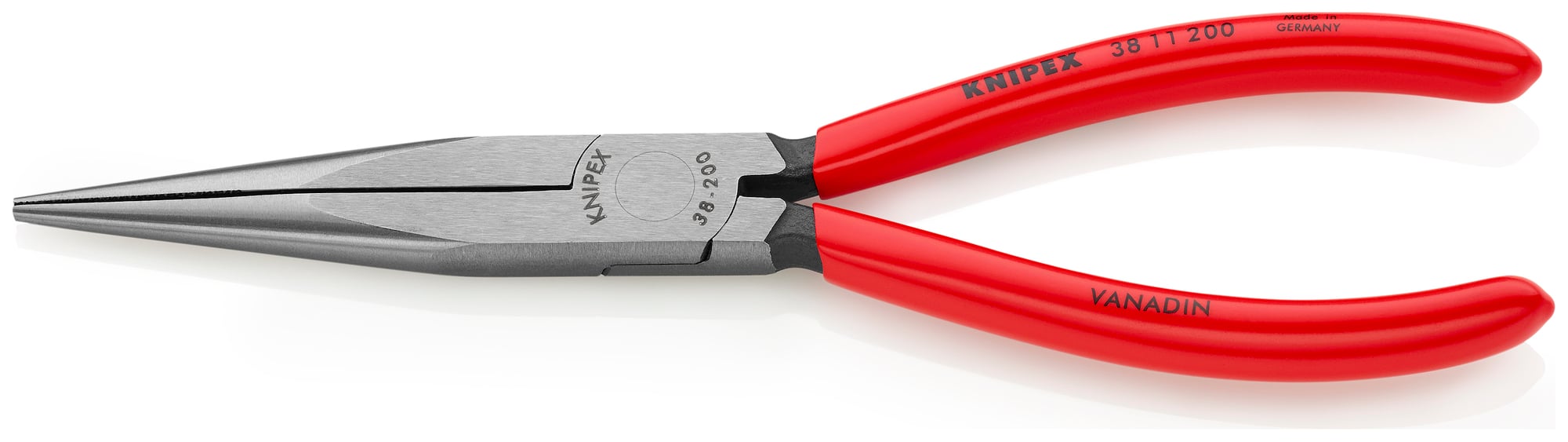 Long Nose Pliers without Cutter, 8 in., Plastic Coating