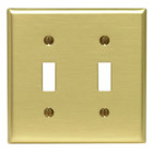 2-Gang Toggle Device Switch Wallplate, Standard Size, Device Mount, Brass