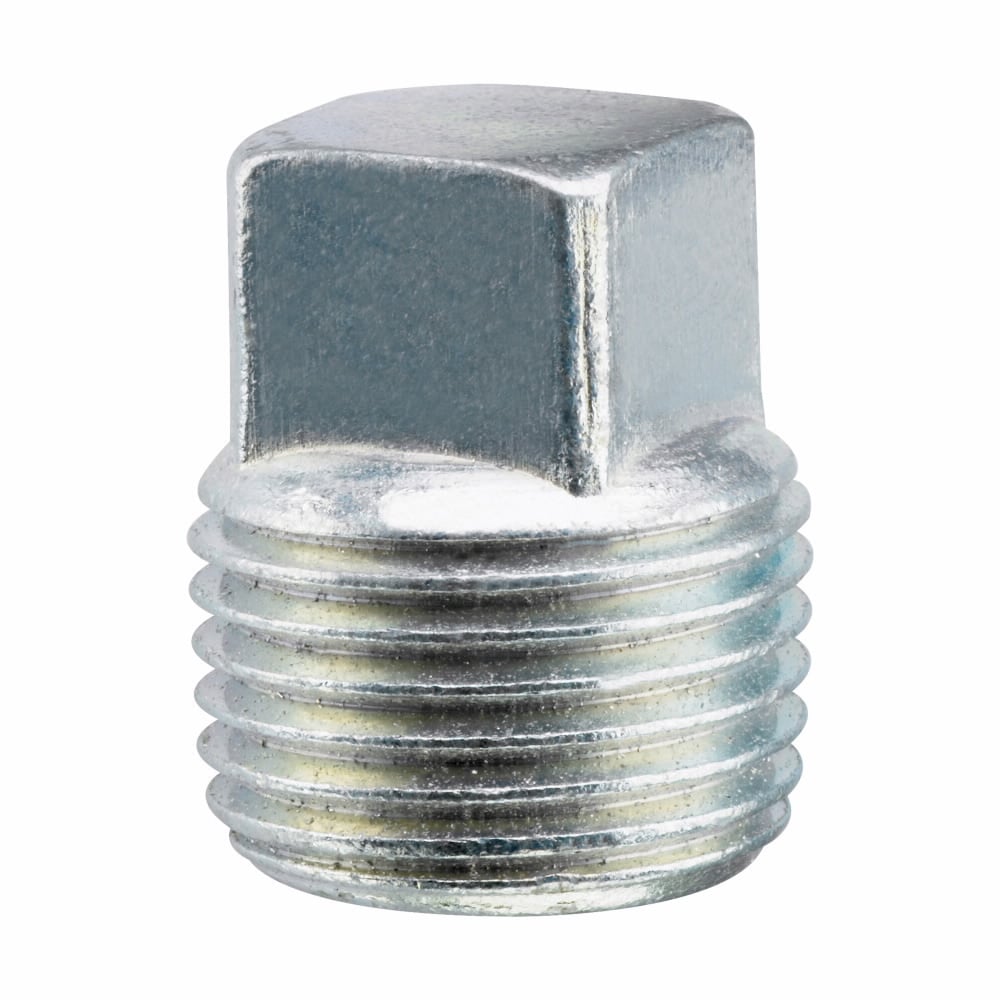 PLG15M Square Head Threaded Conduit Plug, 1/2 in, For Use With Conduit Hub and IMC/Rigid Conduit, Cast Iron, Chromate Treated Electro-Galvanized