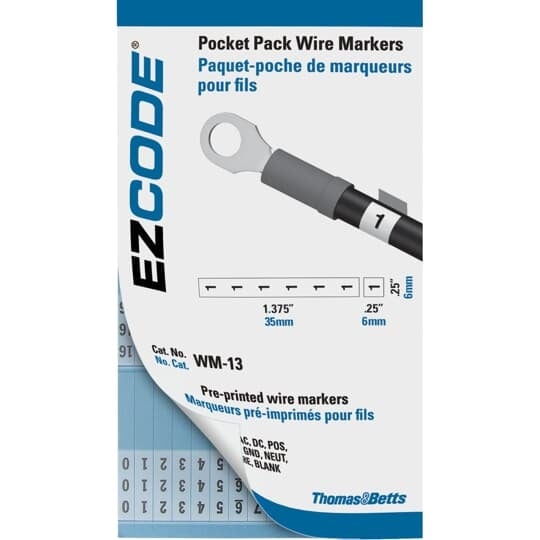 WM-0-90 E-Z Code Pre-Printed Wire Marker Book, 5 in L x 3 in W, Black/White, Vinyl Cloth