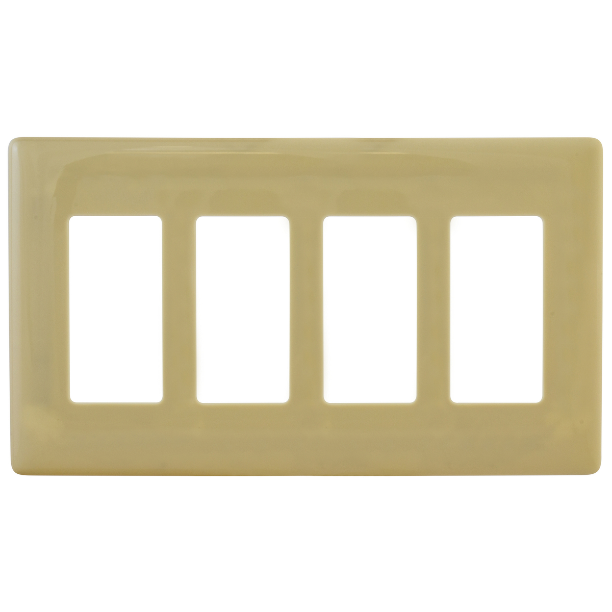 NPS264I Non-Metallic Standard Screwless Decorative Wall Plate, 4 Gangs, 8.44 in W x 4.75 in H, Polycarbonate, Ivory