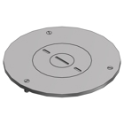 Cover Plate for Flush Service Floor Boxes, 4 Inch Diameter, 1/2 Inch and 2 Inch Plug Size, Aluminum